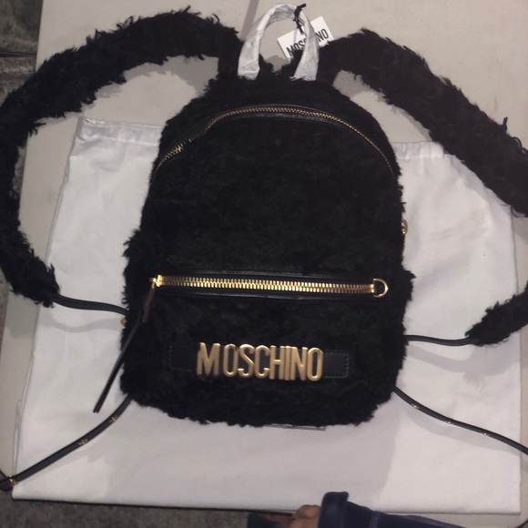 MOSCHINO COUTURE BLACK MOHAIR TEDDYBEAR BACKPACK - Picture 4 of 8